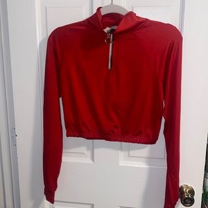 Fashion Nova Red Long Sleeve Top With Zipper.